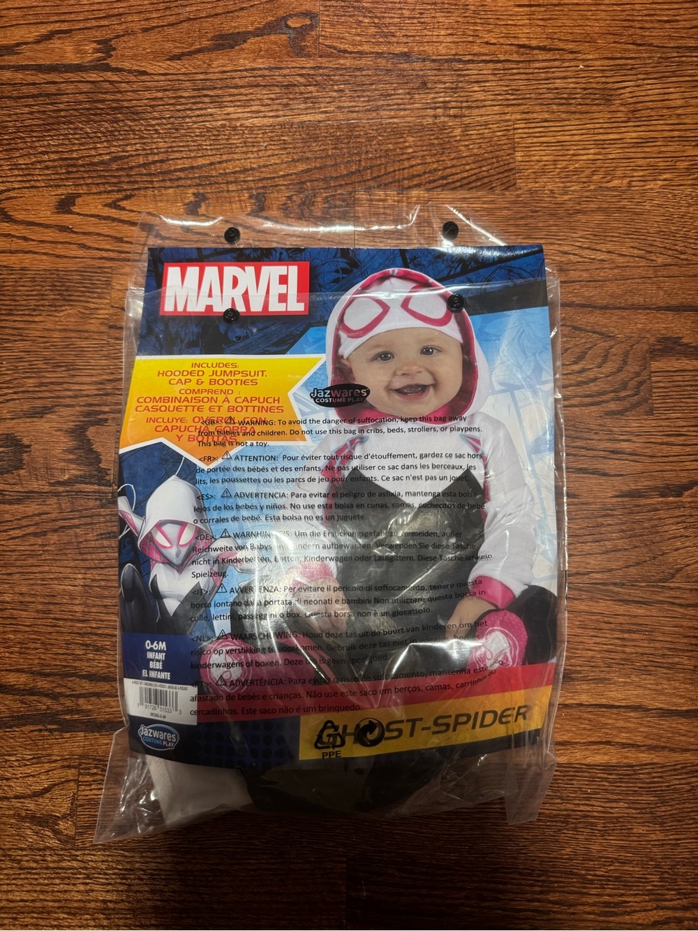 Marvel Ghost-Spider Baby Costume - White & Pink Hooded Jumpsuit
